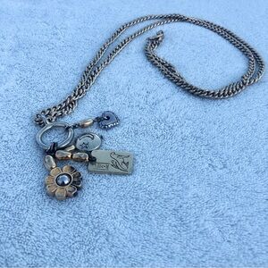 Vintage Liz Claiborne Charm Necklace 18” Gold Tone Pendants Made in USA